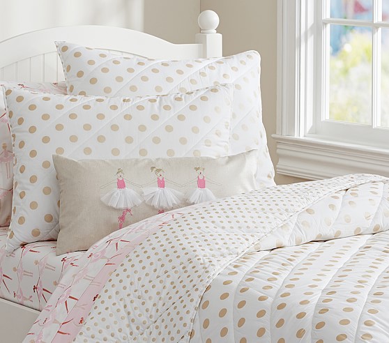 Gold Polka Dot Quilted Bedding | Pottery Barn Kids