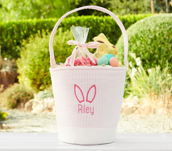 Pink Seersucker Easter Bucket | Pottery Barn Kids