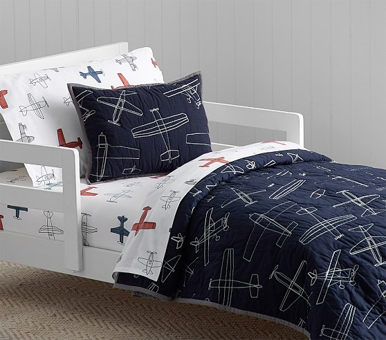 Braden Airplane Quilted Toddler Bedding | Pottery Barn Kids