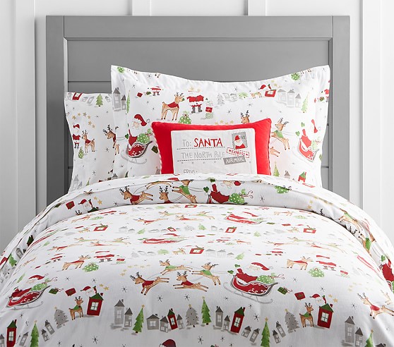 North Pole Flannel Duvet Cover | Pottery Barn Kids