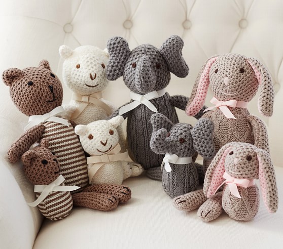 Knit Plush Animal Rattles 