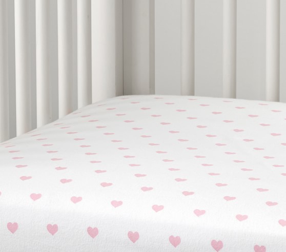 Heart Flannel Crib Fitted Sheet | Pottery Barn Kids