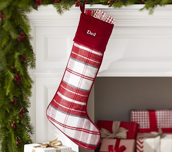 Plaid Crewel Stocking | Pottery Barn Kids