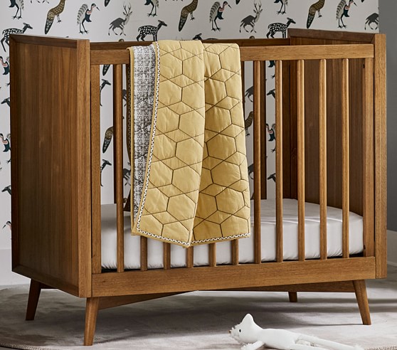 west elm x pbk Mid-Century Mini-Crib with Mattress, Acorn | Pottery ...