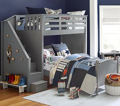 Catalina Stair Loft Bed & Lower Bed Set | Pottery Barn Kids