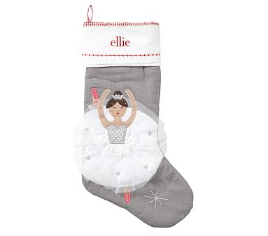 Ballerina Gray Quilted Stocking | Pottery Barn Kids