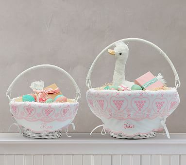 Embroidered Heart Easter Basket Liner | Pottery Barn Kids