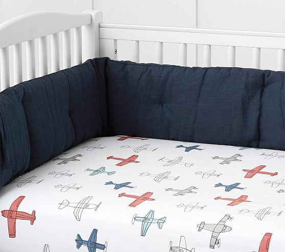 Organic Braden Plane Crib Fitted Sheet | Pottery Barn Kids