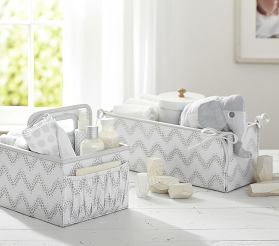 gray and white chevron toy chest