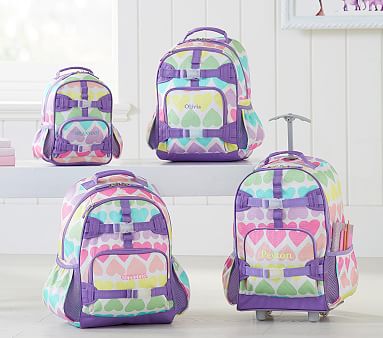 Mackenzie Rainbow Hearts Kids Backpack | Pottery Barn Kids