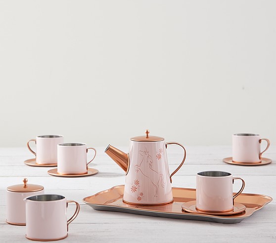 pottery barn tin tea set