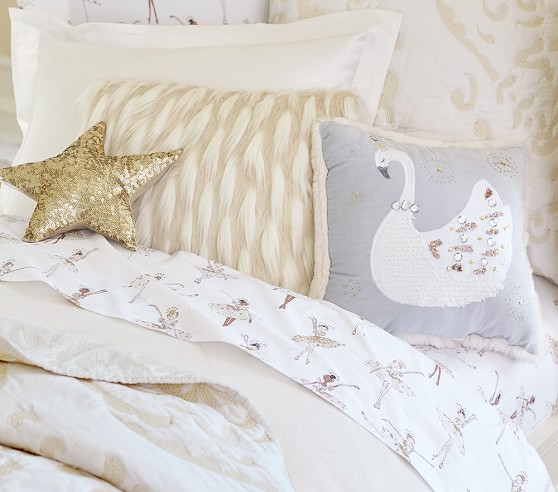 Jeweled Swan Nursery Throw Pillow Pottery Barn Kids