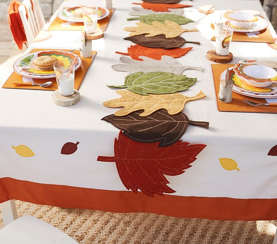 Felt Leaf Thanksgiving Table Runner Kids Table Decor Pottery