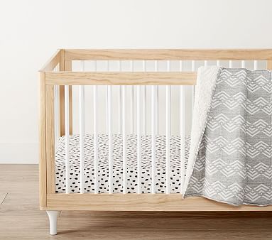 Organic Black Brushstroke Dot Modern Crib Sheet | Pottery Barn Kids