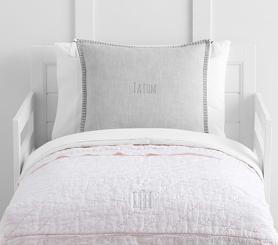 Belgian Flax Linen Eyelet Toddler Comforter Pottery Barn Kids