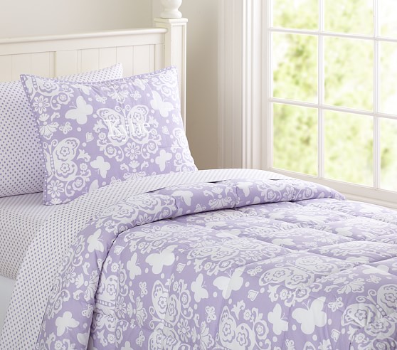 Lavender Butterfly Loft Kids Comforter Set Pottery Barn Kids