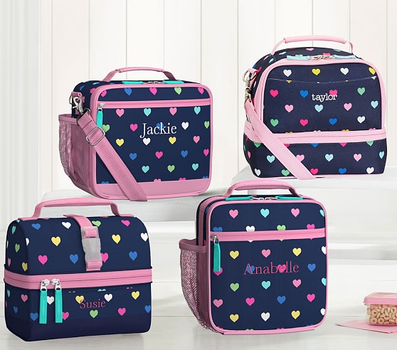 Navy Multicolor Heart Kids Lunch Box Pottery Barn Kids