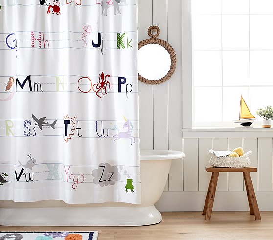 Abc Kids Shower Curtain Pottery Barn Kids