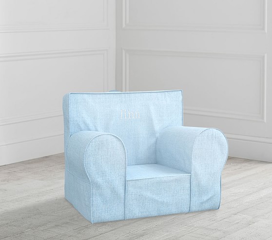 My First Light Blue Belgian Flax Linen Anywhere Chair Toddler