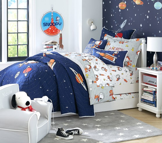 Glow In The Dark Snoopy Space Kids Duvet Cover Pottery Barn Kids