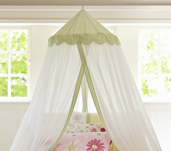 Green Gingham Voile Bed Canopy Pottery Barn Kids