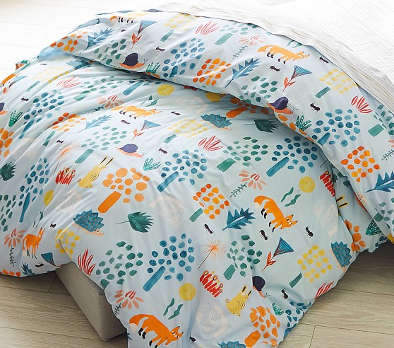 Woodland Colorful Kids Duvet Cover Modern Kids Bedding Pottery