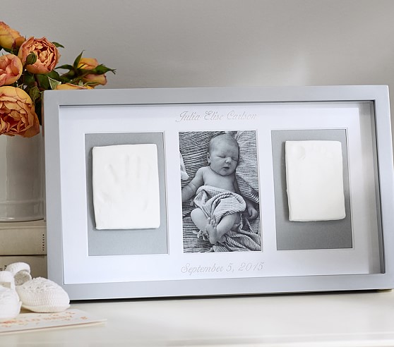 Lacquer Handprint And Footprint Triptych Frame Baby Keepsake