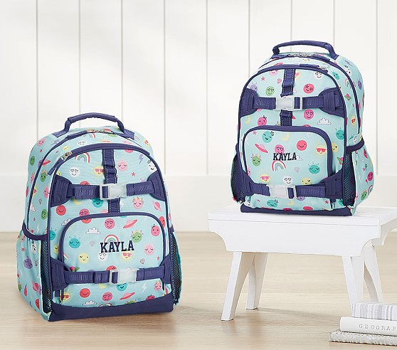 Mackenzie Aqua Funny Faces Kids Backpacks Pottery Barn Kids