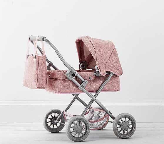 Pink Glitter Mini Pram Doll Stroller Baby Doll Acessories