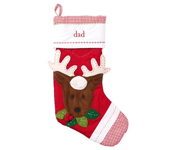 Reindeer Quilted Christmas Stocking Pottery Barn Kids