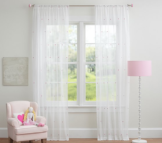 Hearts Kids Sheer Curtain Pottery Barn Kids