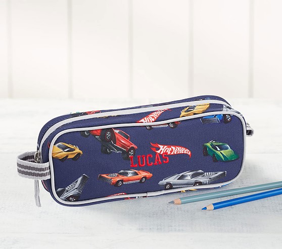 Mackenzie Gray Blue Hot Wheels Kids Pencil Case Pottery Barn Kids