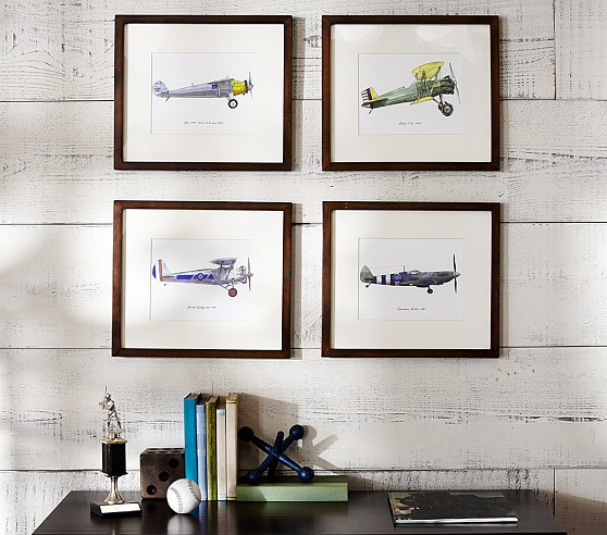 Vintage Airplane Framed Set Kids Wall Art Pottery Barn Kids