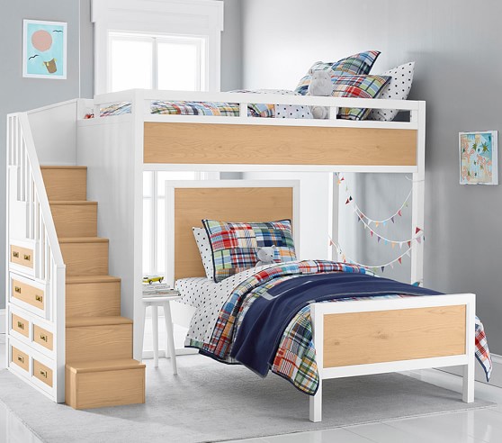 Drew Stair Kids Loft Bed Lower Bed Set Pottery Barn Kids