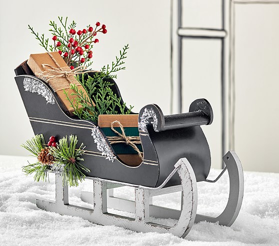 Wooden Sleigh Decor Christmas Decorations Pottery Barn Kids