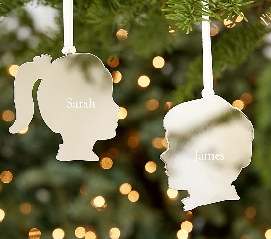 Silver Shaped Christmas Ornaments Pottery Barn Kids