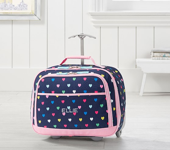 Navy Pink Multicolor Hearts Kids Carry All Travel Bag Pottery