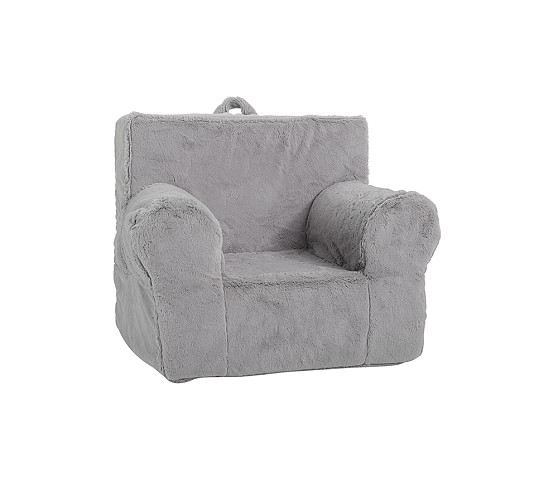 My First Gray Faux Fur Anywhere Chair Toddler Armchair