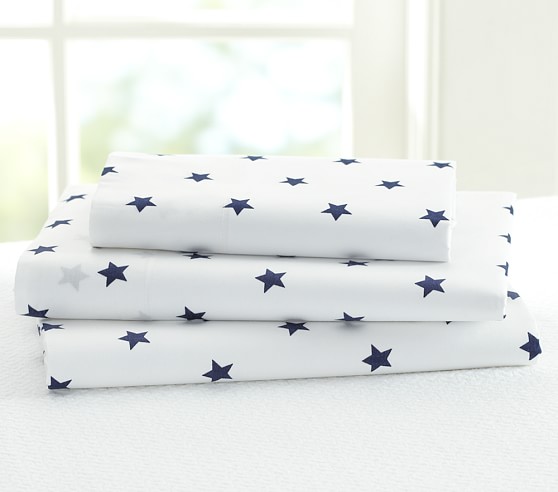 Star Toddler Pillowcase Navy Pottery Barn Kids