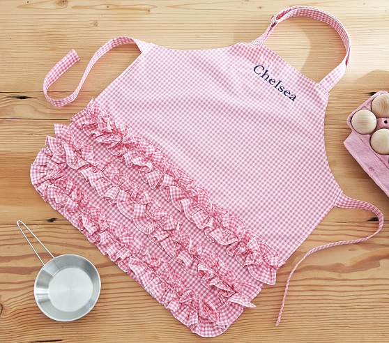 Pink Ruffle Gingham Apron Toy Kitchen Accessories Pottery Barn