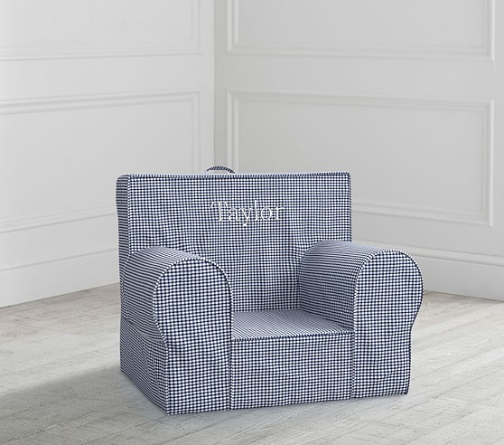 My First Navy Gingham Anywhere Chair Toddler Armchair Pottery