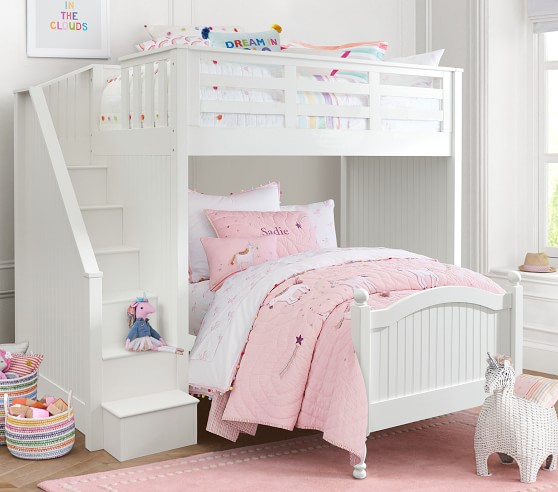 Catalina Stair Loft Bed For Kids & Lower Bed Set | Pottery Barn Kids