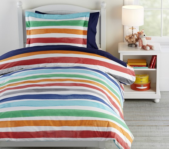 Organic Jordan Stripe Duvet Cover Pottery Barn Kids