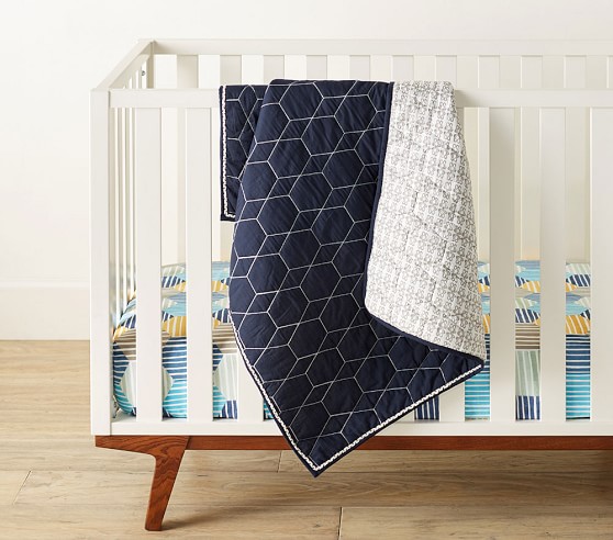 Organic Striped Geo Modern Crib Sheet Pottery Barn Kids