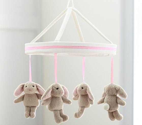 Light Pink Harper Bunny Baby Mobile Pottery Barn Kids