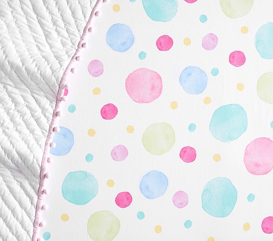 Organic Flannel Oversized Bubble Dot Girl Crib Sheets Pottery