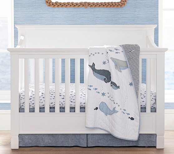 Organic Watercolor Whale Crib Sheets Pottery Barn Kids