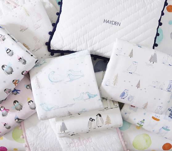 Organic Flannel Winter Seal Crib Sheets Pottery Barn Kids