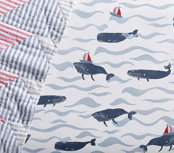 Nautical Whale Crib Sheets Pottery Barn Kids