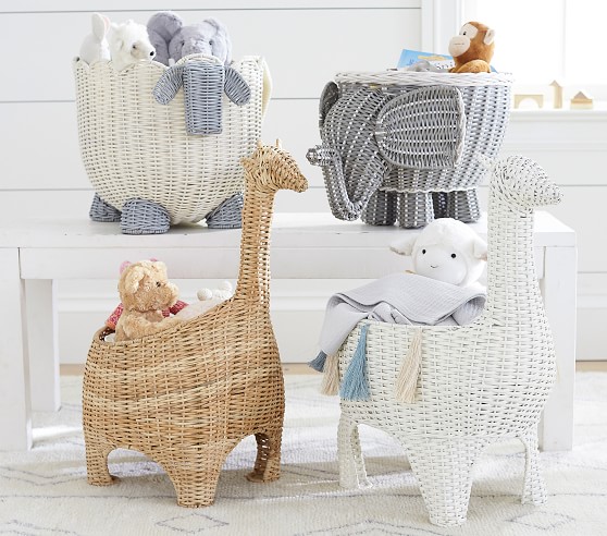 Giraffe Shaped Wicker Basket Nursery Storage Pottery Barn Kids